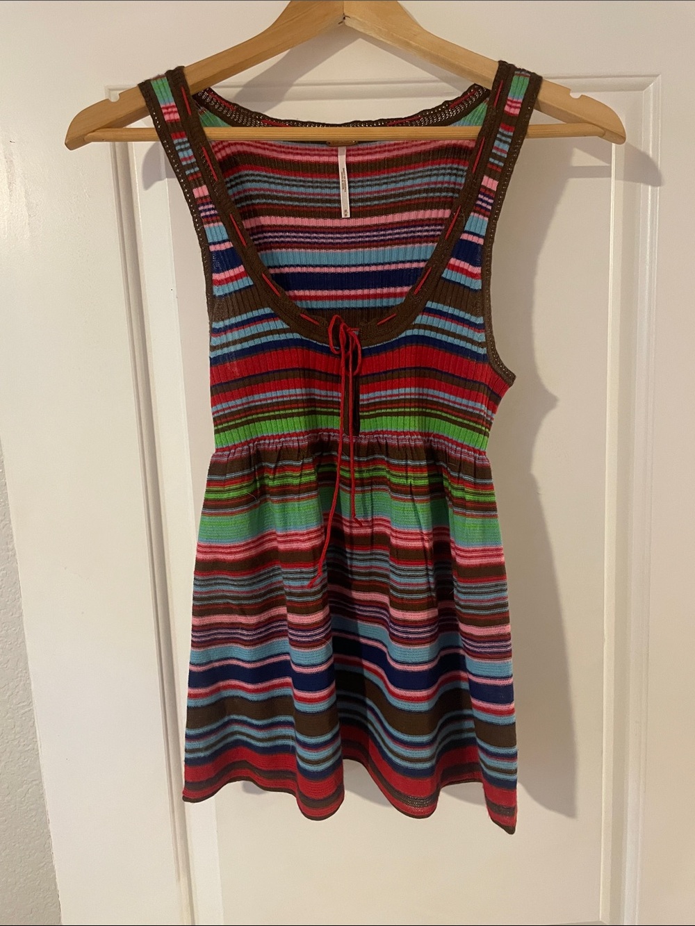 Free People Multicolor Striped Scoop-Neck Tank